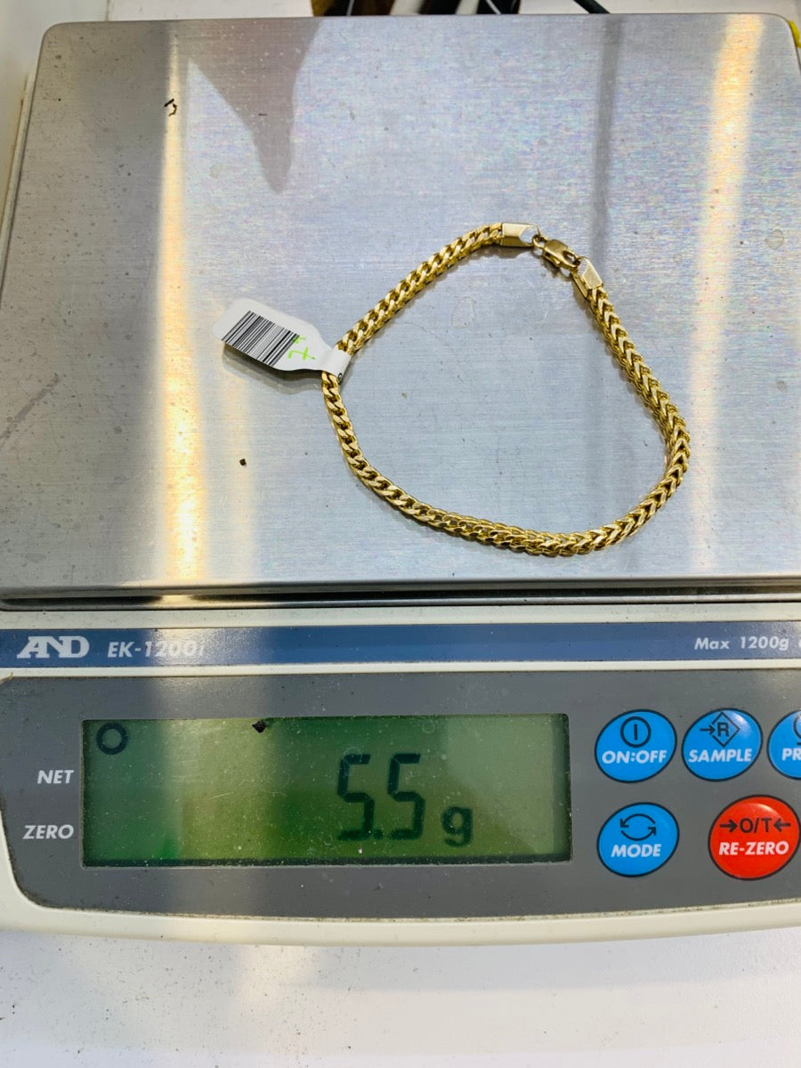 14K Franco Yellow Gold Bracelet | Size 8 | 5.5g
