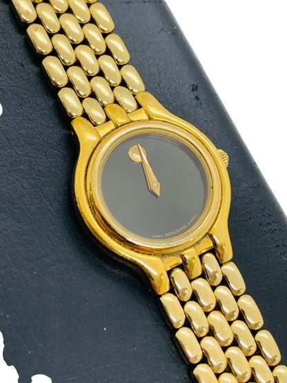 Movado Gold Tone 18-25-816 Quartz Watch Stainless Steel 21mm Black Face
