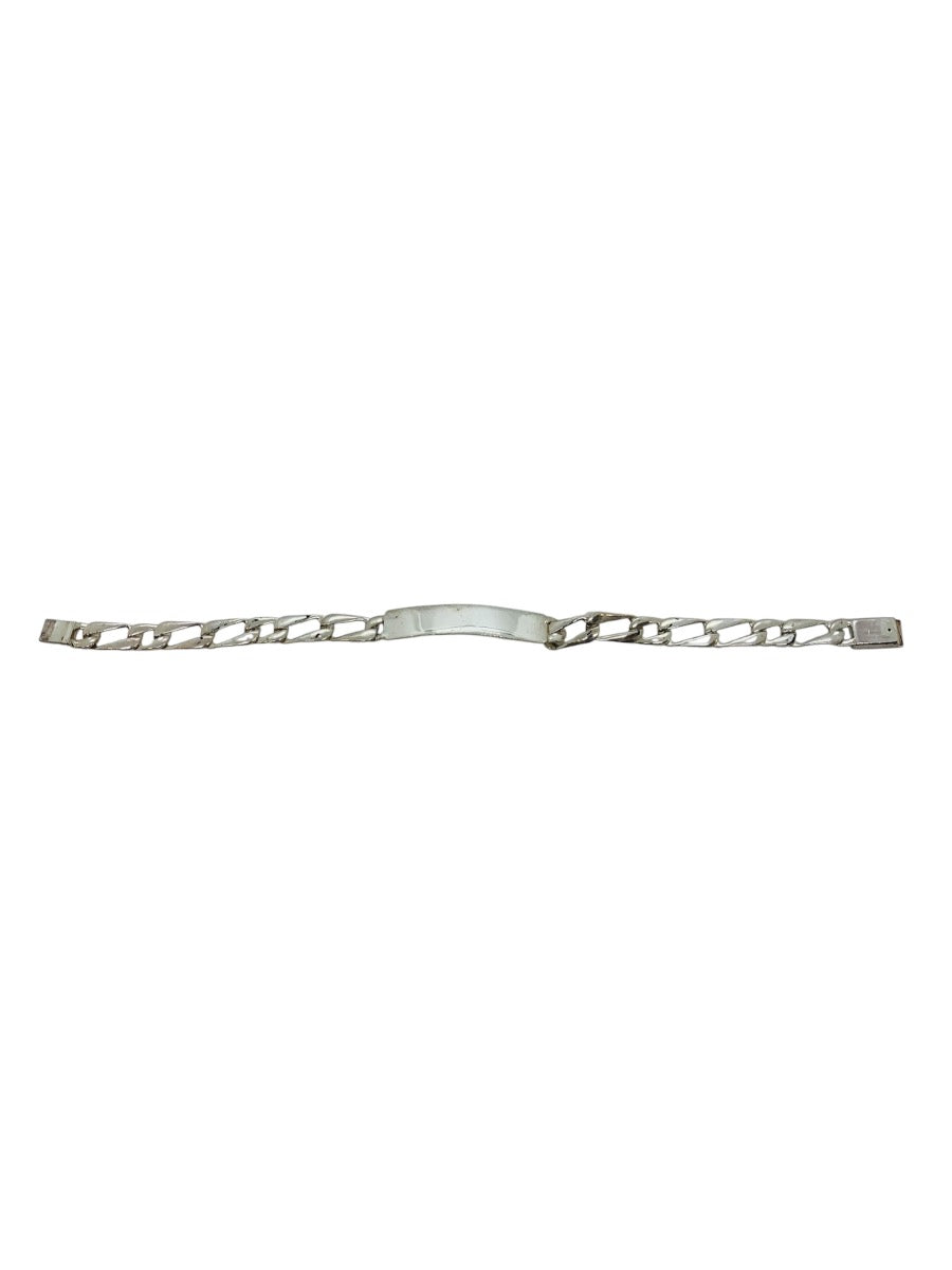 .925 Figaro ID Sterling Silver Bracelet (8.5g)