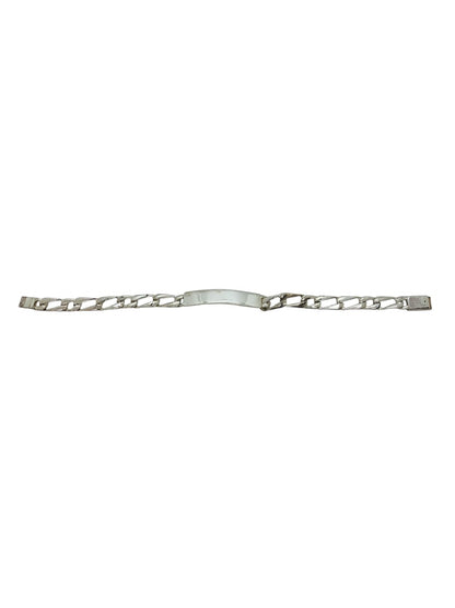 .925 Figaro ID Sterling Silver Bracelet (8.5g)