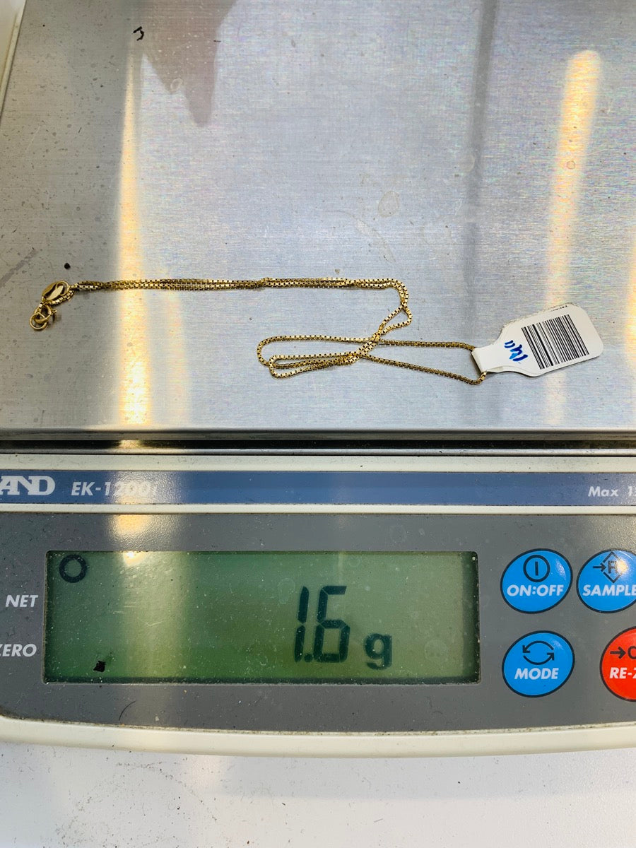 14K Yellow Gold Box Chain | Size 14 | 1.6g