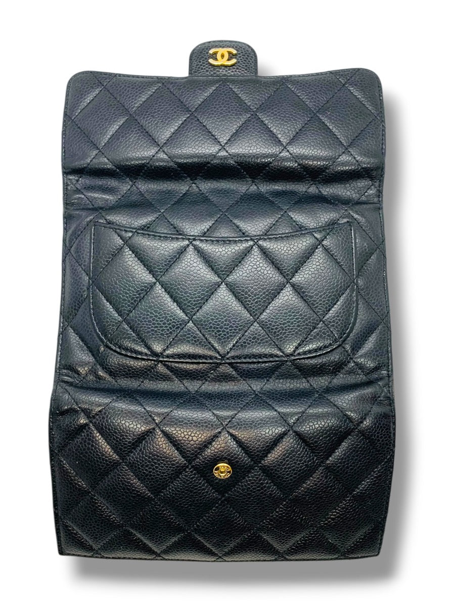 Chanel Classic Long Flap Lambskin Quilted Black Wallet