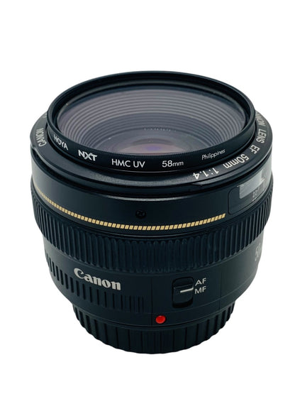 Canon Lens EF 50mm 1:1.4 Ultrasonic With Lens Caps & Hoya 58mm Filter