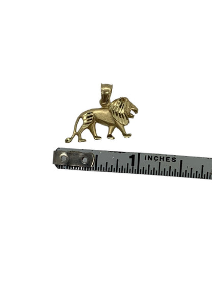 14K Yellow Gold Roaring Lion Pendant - 1" X 1" / 1.8 Grams