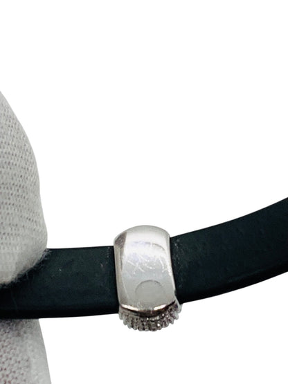 18K White Gold Diamond Black Rubber/Silicone Bracelet Size 6" | 17.6 Grams