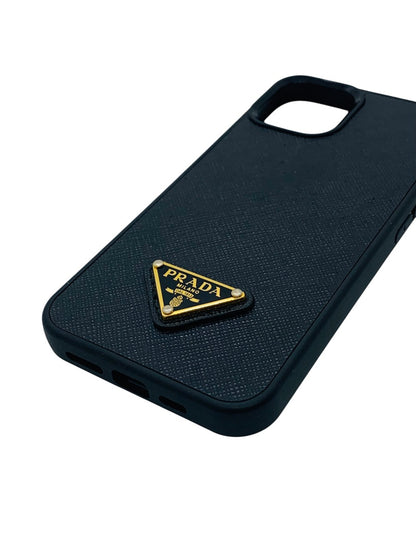 Prada iPhone 13 Pro Black Phone Case Saffiano Triangolo