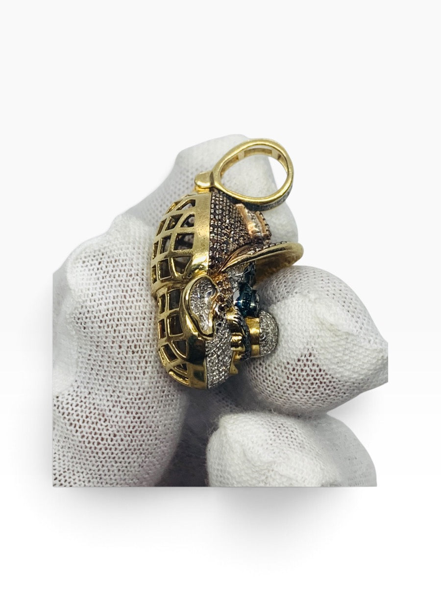 10K Yellow Gold Super Mario Bros Head Diamond Pendant 11.5 Grams