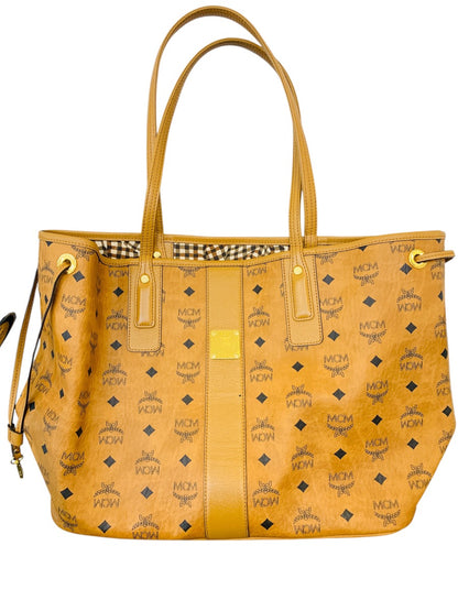 MCM Liz Large Reversible Visetos Brown Cognac Shopper Tote Bag Q5419