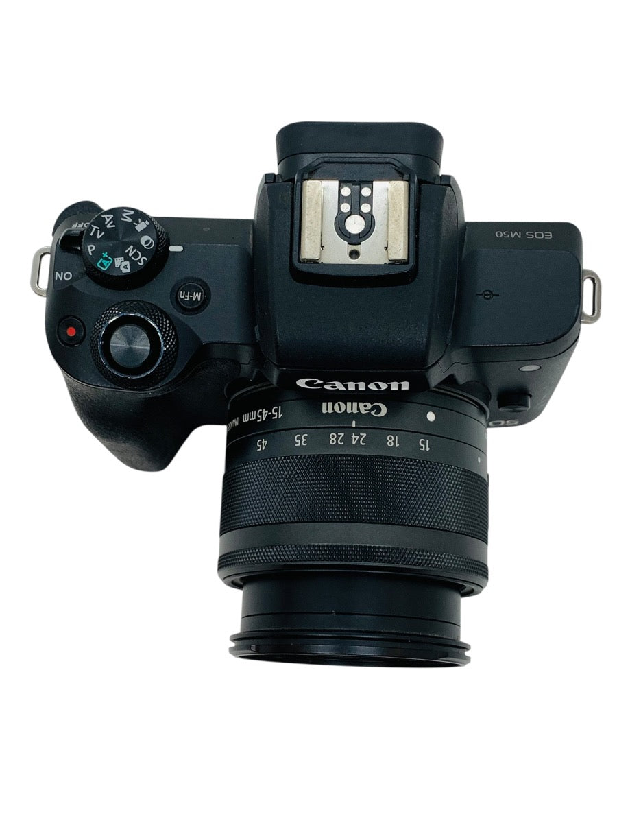 Canon EOS M50 Camera Kit w/ 15-45mm, 3 Canon Batteries, Charger Bundle