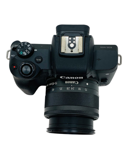Canon EOS M50 Camera Kit w/ 15-45mm, 3 Canon Batteries, Charger Bundle