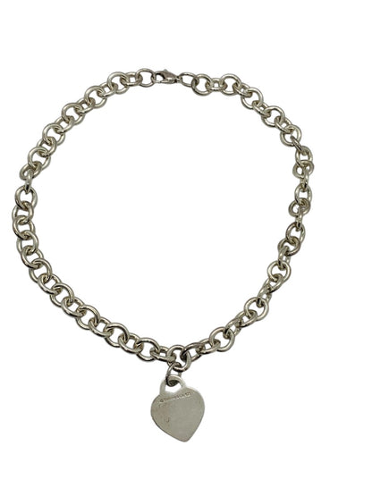 Tiffany & Co 925 Silver "Return To Tiffany" Rolo Necklace Heart Charm