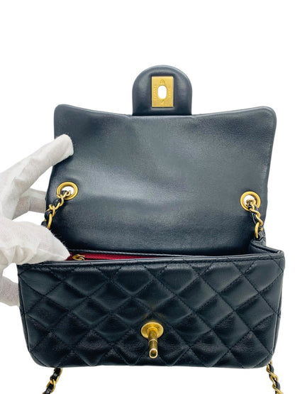 CHANEL Calfskin Quilted Mini Romance Rectangular Flap Black