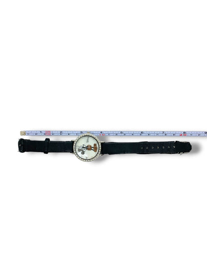 Disney Quartz Watch MK1223 Stainless Steel 36mm Case Stones Bezel