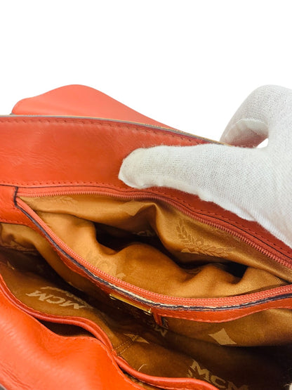 MCM Leather Crossbody Cognac In Viestos Detachable Strap