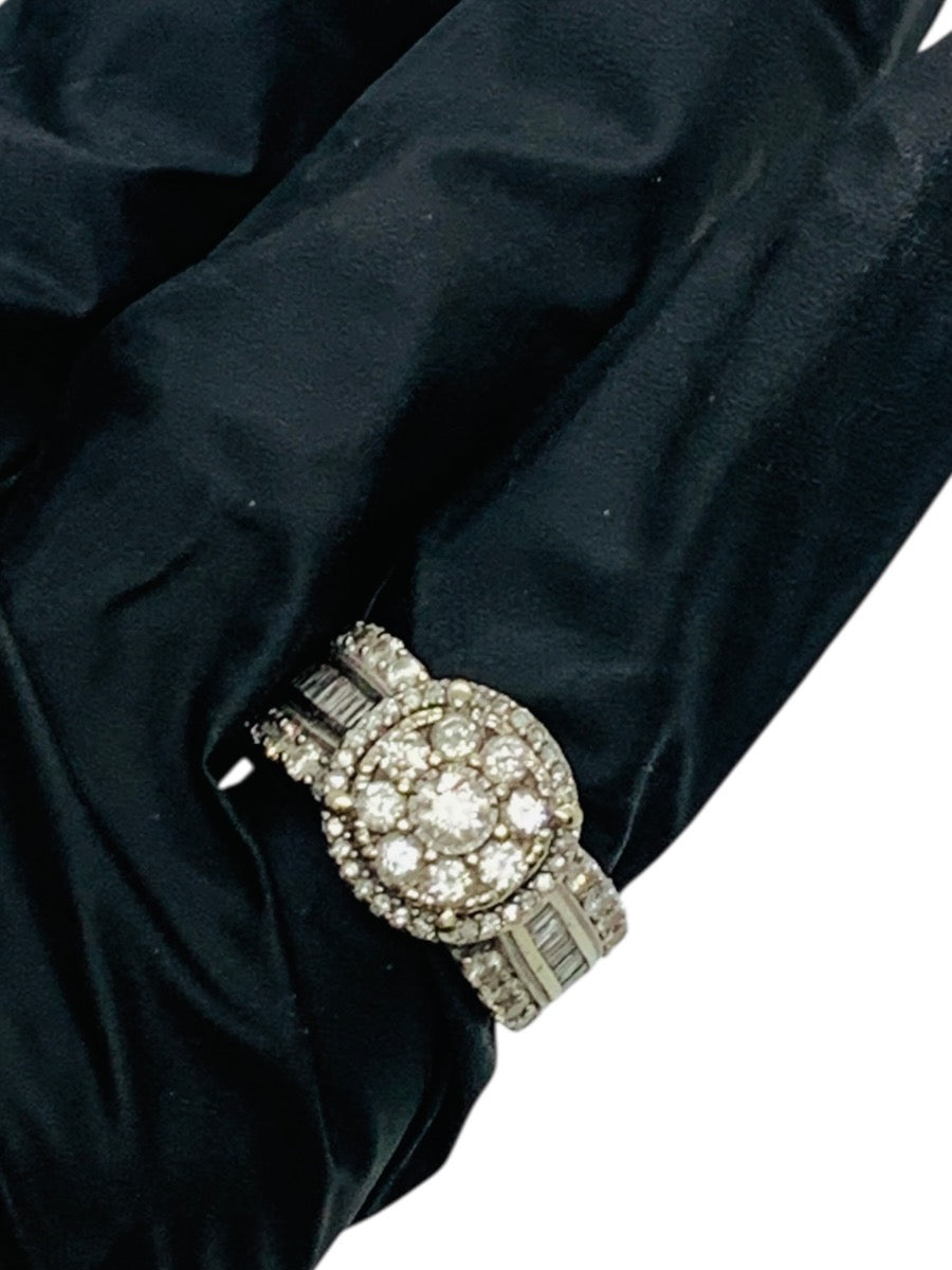 10K White Gold Round Ring | 3.14 TCW | Size 8 | 7.3g