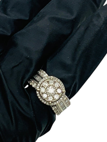 10K White Gold Round Ring | 3.14 TCW | Size 8 | 7.3g