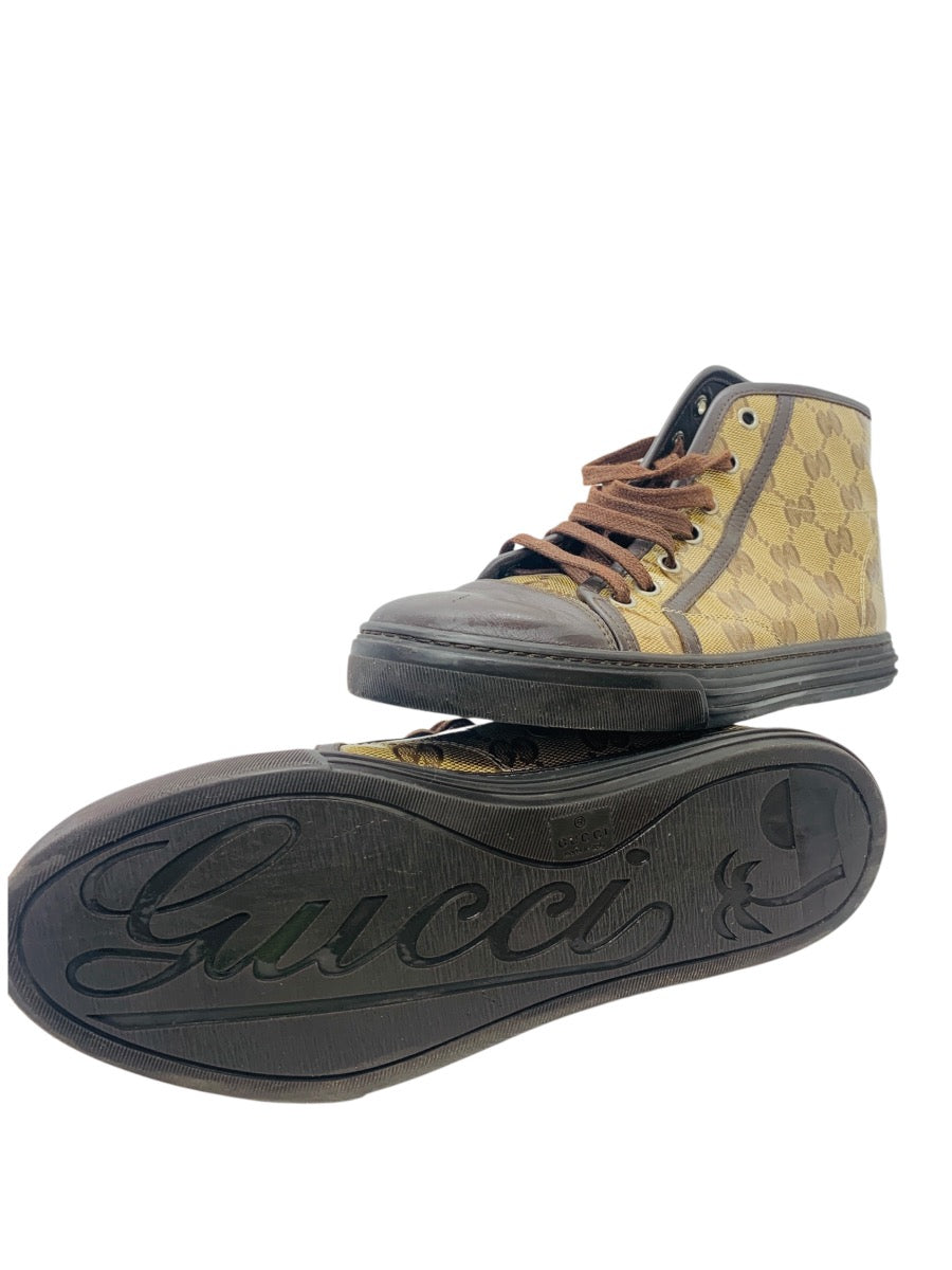 Gucci Trim California Size 37 Dark Brown Canvas & Leather High Tops