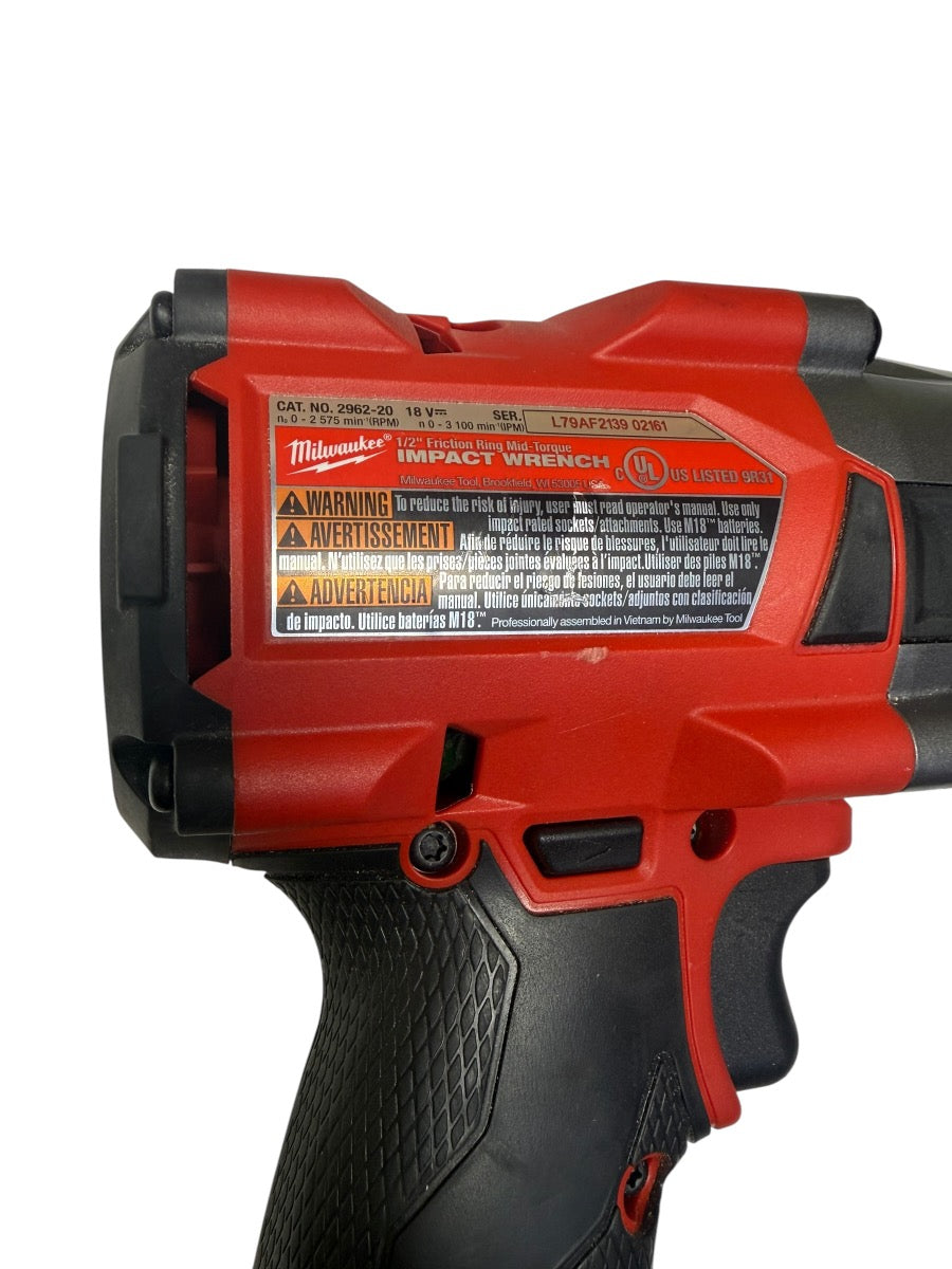 Milwaukee 2962-20 M18 Fuel 1/2" Mid-Torque Impact Wrench Friction Ring