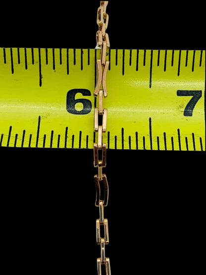 18K Yellow Gold Rectangular Paper Clip Bracelet | Size 7 | 3.9g