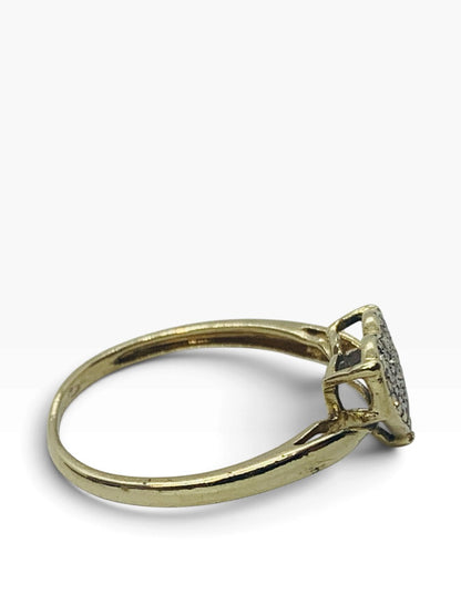 10K Yellow Gold Diamond Heart Lady's Ring 1.5 Grams | Size 6 1/2 | .040 TCW