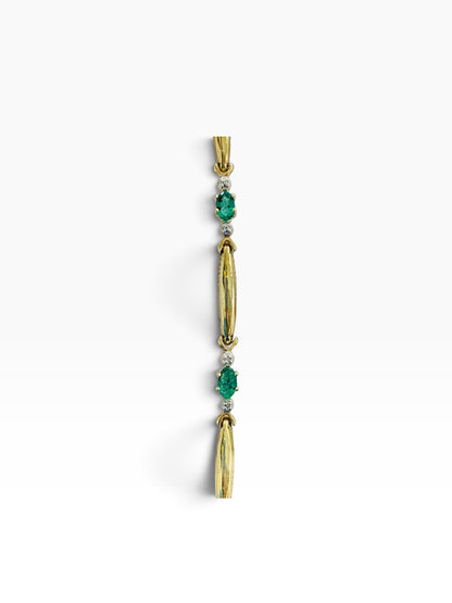 10K Yellow Gold Diamond Oval Cut Emerald Bracelet | 1 TCW | Size 7.5 | 4.2g