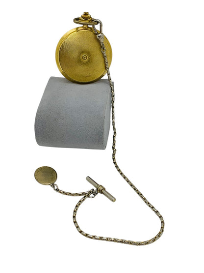 Gerard Day/Date Gold Tone Hunter-Case Pocket Watch Quartz