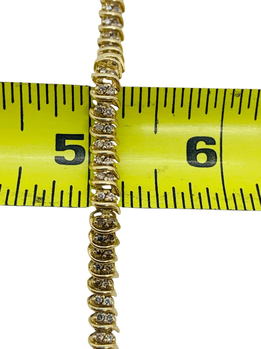 10K Yellow Gold Round Diamond Tennis Bracelet | 1.14 TCW | Size 7.5 | 12.4g