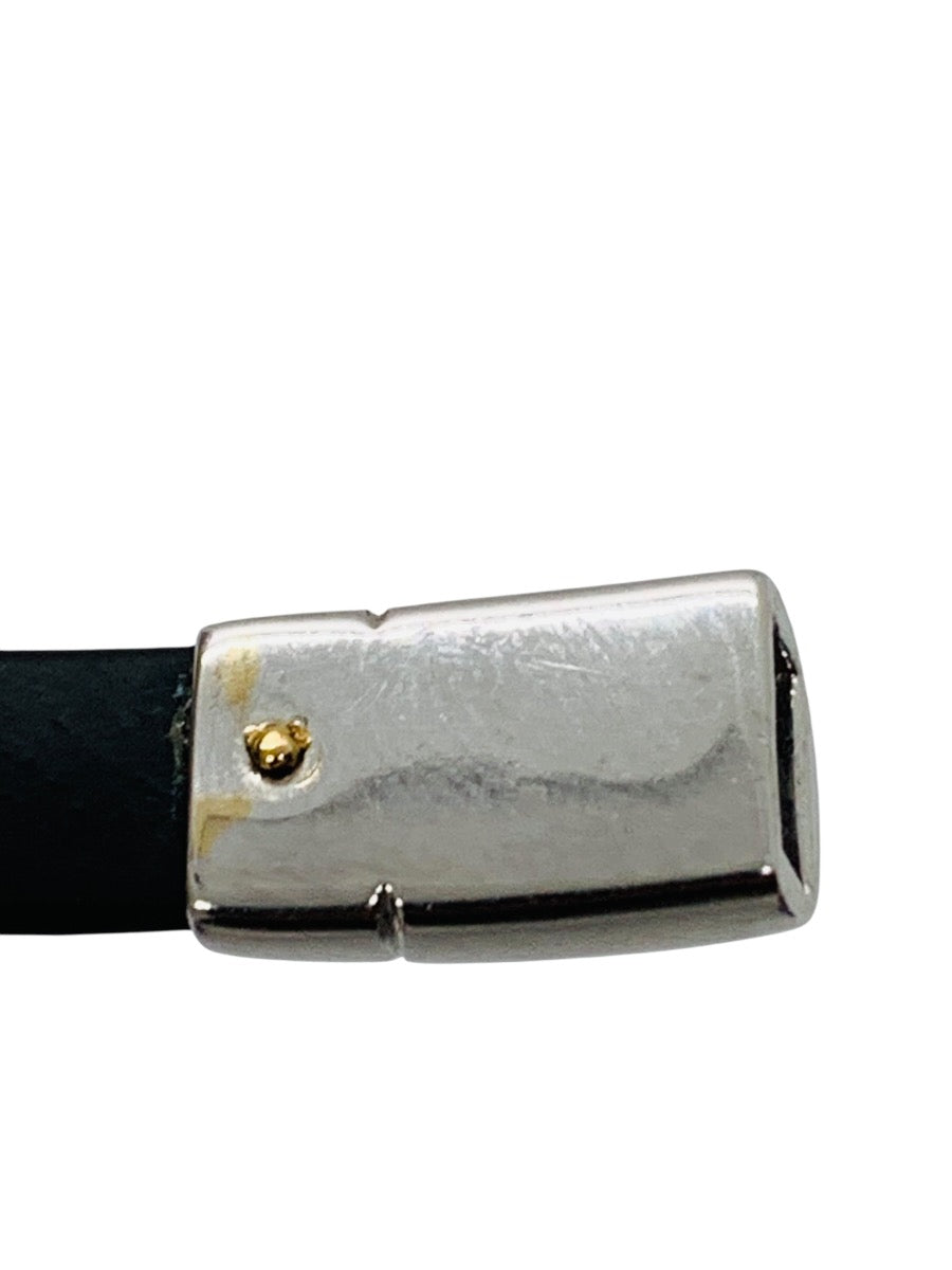 18K White Gold Diamond Black Rubber/Silicone Bracelet Size 6" | 17.6 Grams