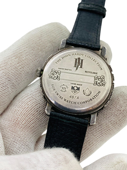 Vintage John Hardy Oxidized Sterling Silver Swiss Men's Watch (4874)