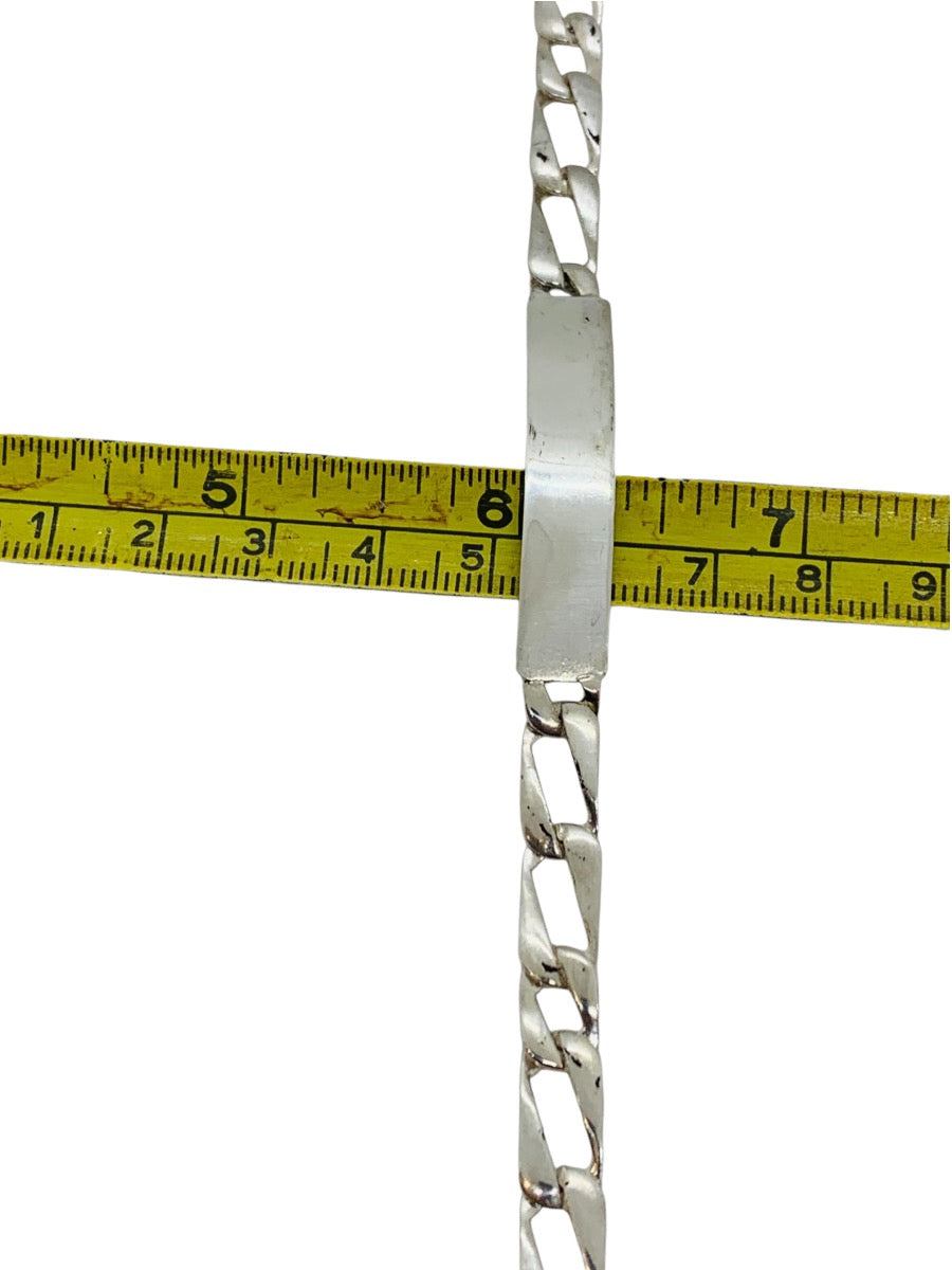 .925 Figaro ID Sterling Silver Bracelet (8.5g)