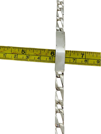 .925 Figaro ID Sterling Silver Bracelet (8.5g)