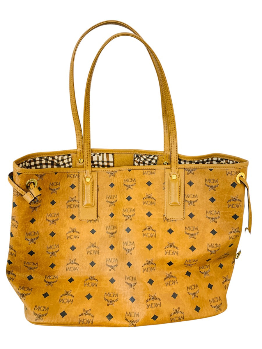 MCM Liz Large Reversible Visetos Brown Cognac Shopper Tote Bag Q5419