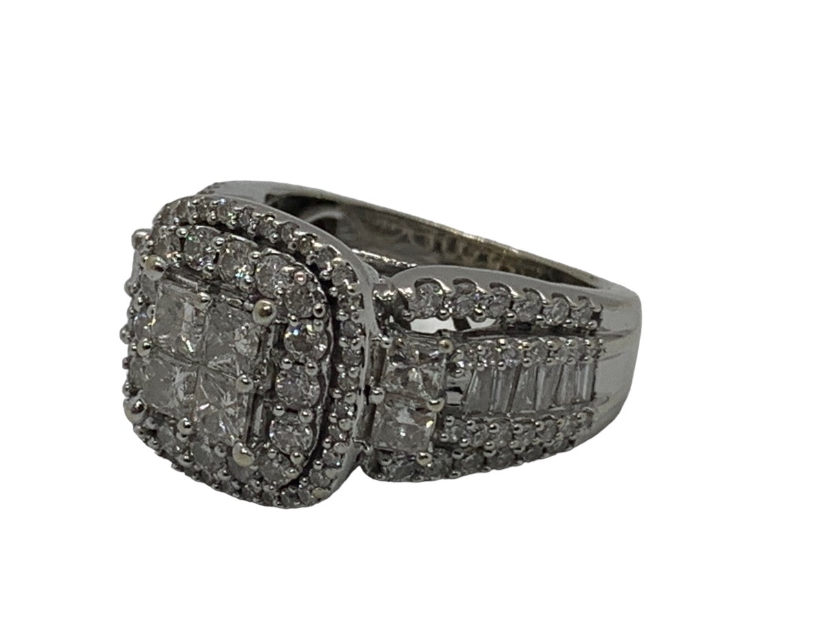 14K White Gold Lady's Diamond Engagement Ring 1.28 CTW Size 8.5 Grams