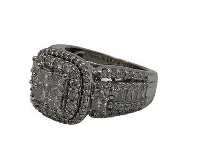 14K White Gold Lady's Diamond Engagement Ring 1.28 CTW Size 8.5 Grams