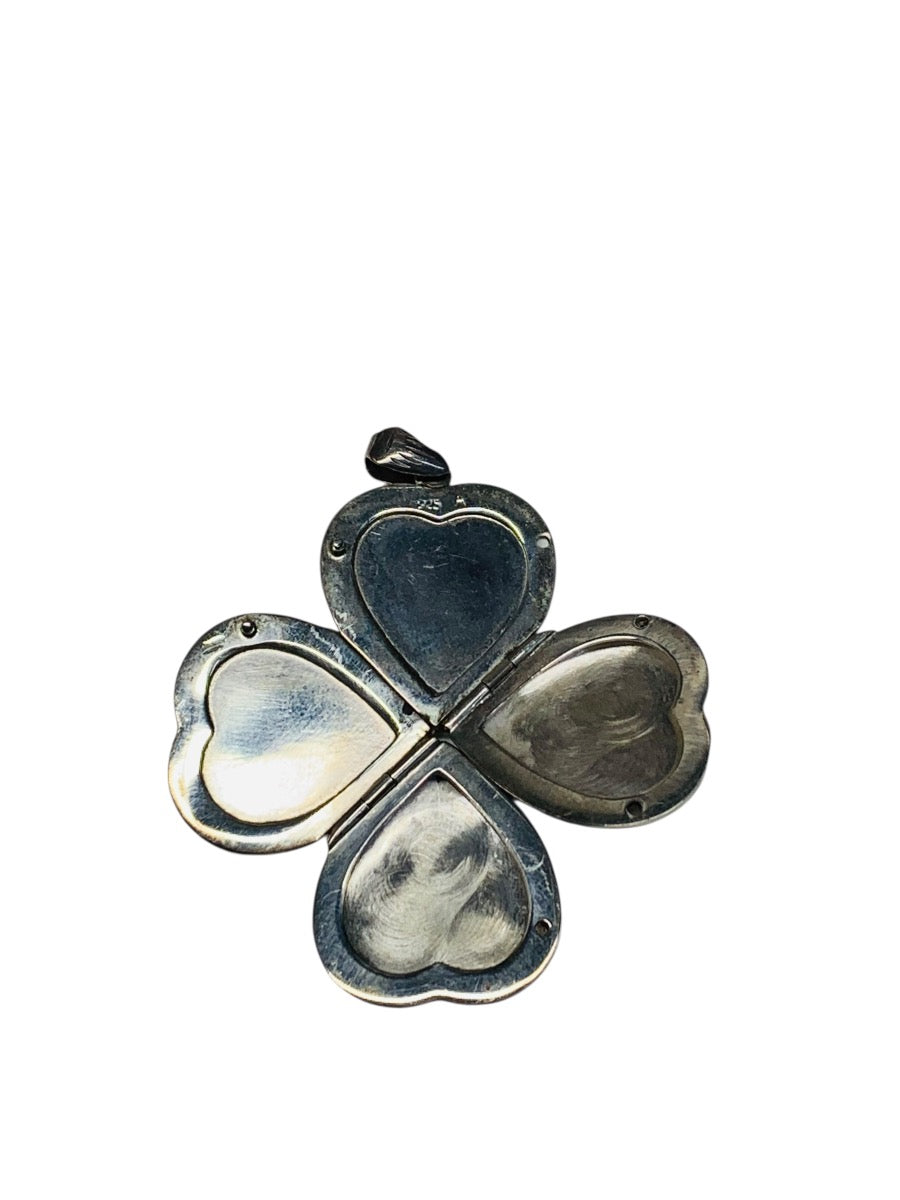 Sterling Silver .925 Heart Double-Quad Locket Pendant 14.9 Grams