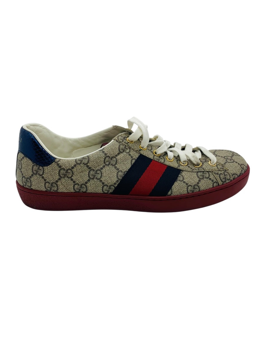 Gucci Ace Supreme GG Monogram Red Bottom Shoes Sneakers-Mens 8.5=9 US