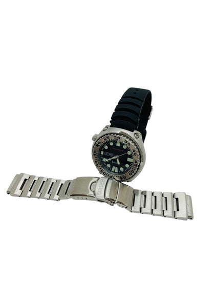 Seiko 7N36-0AF0 Quartz Watch 48mm Black Lug 23mm 7in Max Extra SS Band