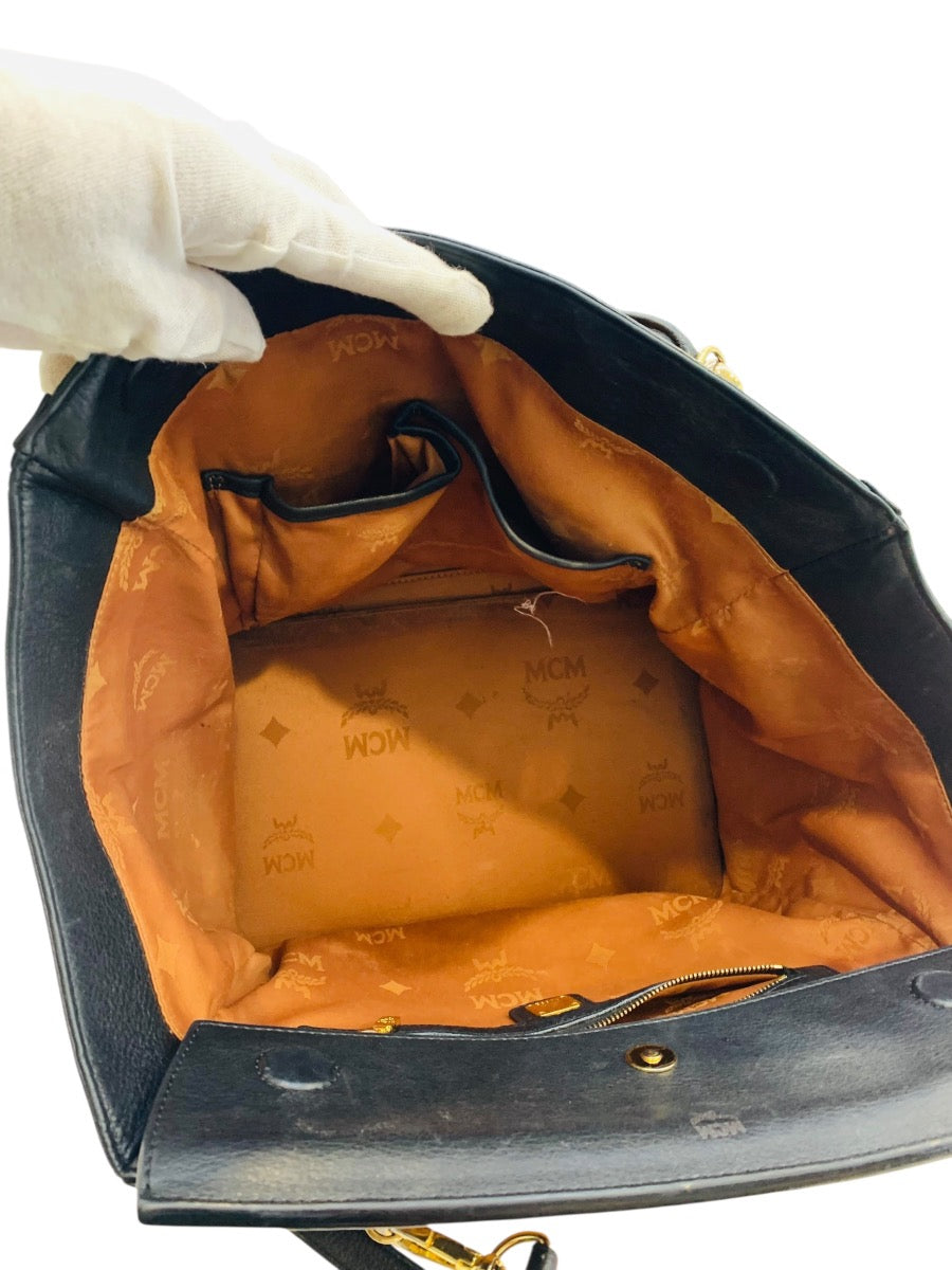 MCM Medium Kathy Viestos Tote w/ Strap Cognac Lady's Purse