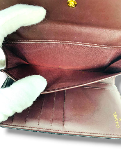 Chanel Classic Long Flap Lambskin Quilted Black Wallet