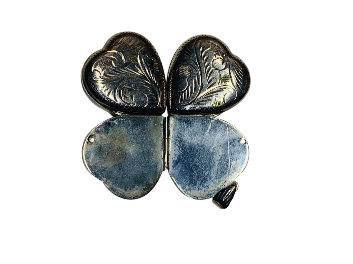 Sterling Silver .925 Heart Double-Quad Locket Pendant 14.9 Grams