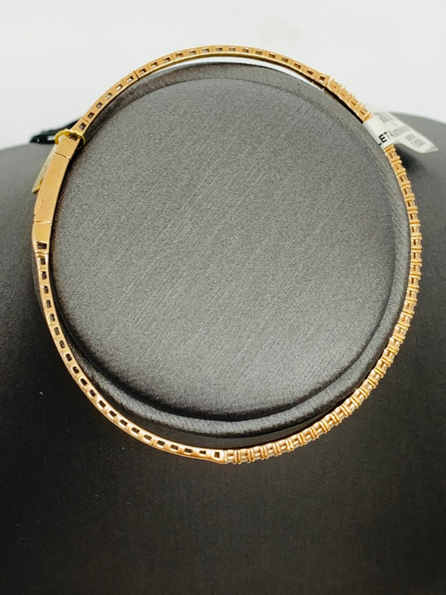 14K Rose Gold Round Diamond Bangle Bracelet | .40 TCW | Size 8 | 6.3g