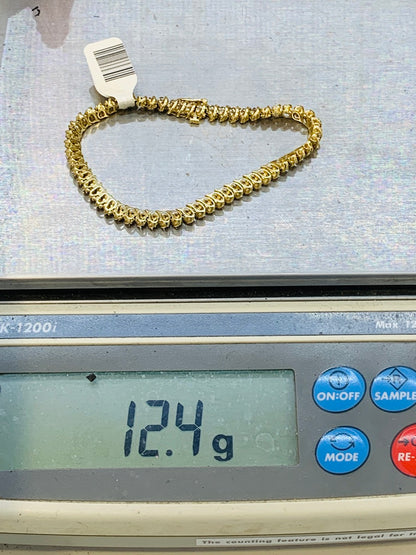 10K Yellow Gold Round Diamond Tennis Bracelet | 1.14 TCW | Size 7.5 | 12.4g