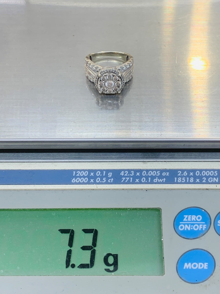 10K White Gold Round Ring | 3.14 TCW | Size 8 | 7.3g