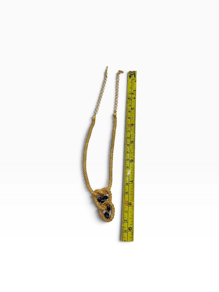 22K Yellow Gold Byzantine Braided Knot Necklace w/ Woven Stones 25.8 Gr | 17"